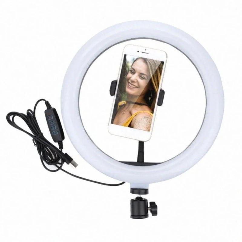 Ring Light LED 32cm (13") Sem Tripé – Iluminação Profissional Ajustável para Fotos e Vídeos, Compacta e Prática