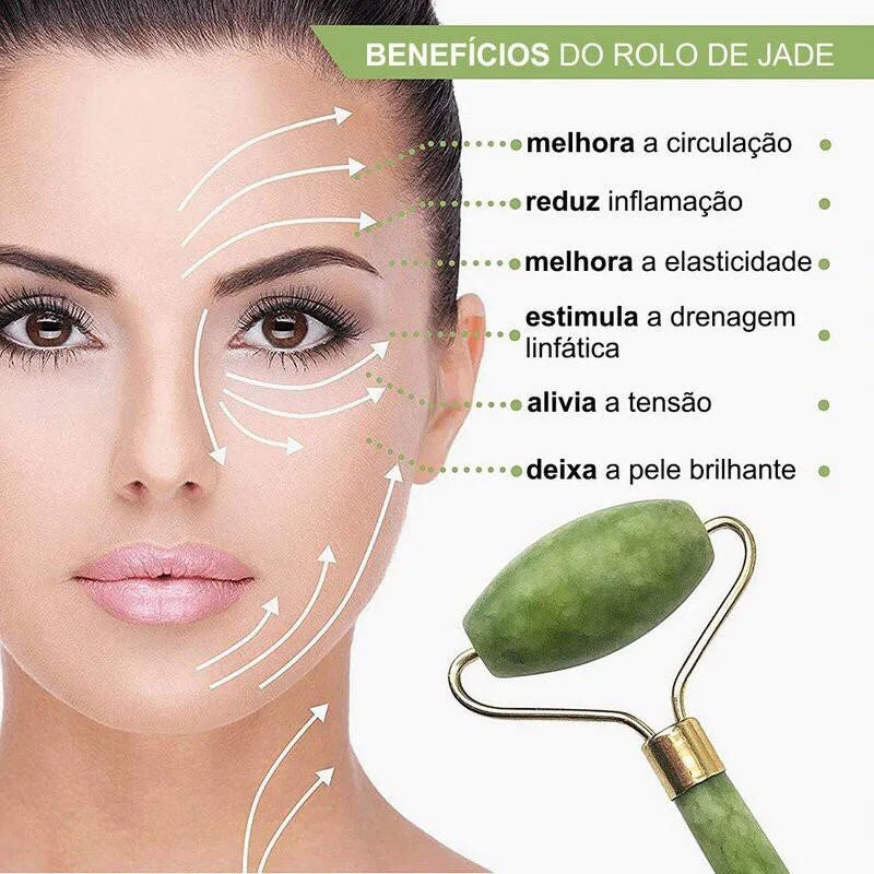 Rolinho Facial de Pedra de Jade Massageador Anti-Rugas