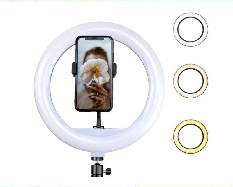 Ring Light LED 32cm (13") Sem Tripé – Iluminação Profissional Ajustável para Fotos e Vídeos, Compacta e Prática