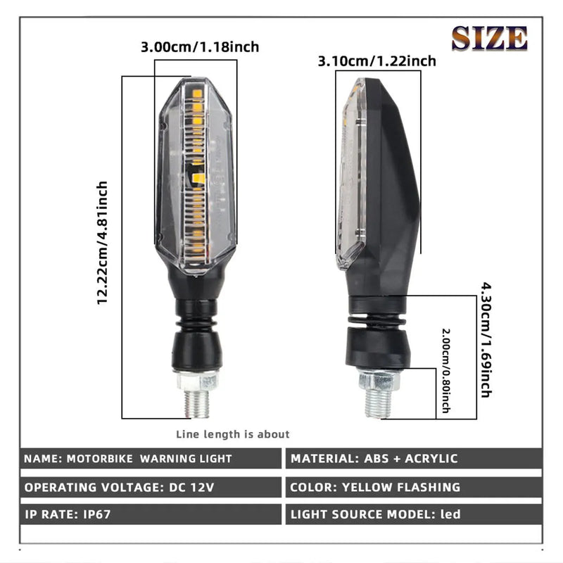 Motorcycle LED Turn Signals Amber Flowing Water Turn Signal Indicator Lamp Moto Flashing Blinker Taillights for Honda Yamaha