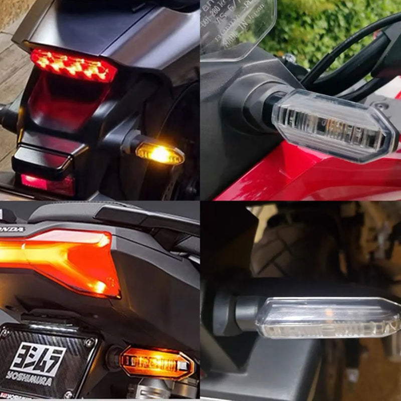 Motorcycle LED Turn Signals Amber Flowing Water Turn Signal Indicator Lamp Moto Flashing Blinker Taillights for Honda Yamaha