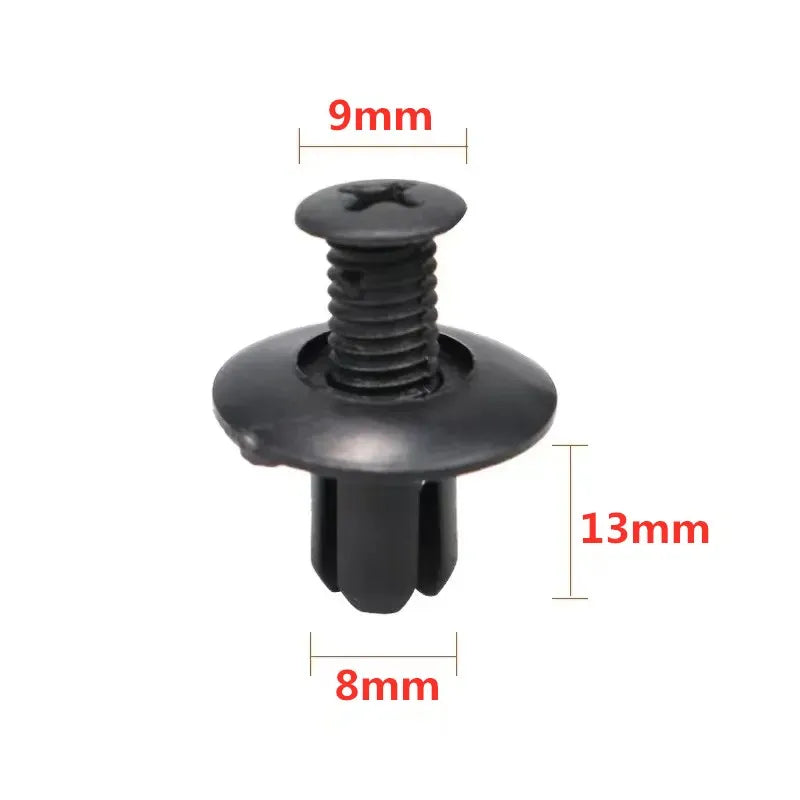 5/100pcs 8mm Plastic Rivets Fasteners Screw Car Bumper Fender Black Rivet Car Fastener Clips for Toyota Focus Kia Nissan Yamaha